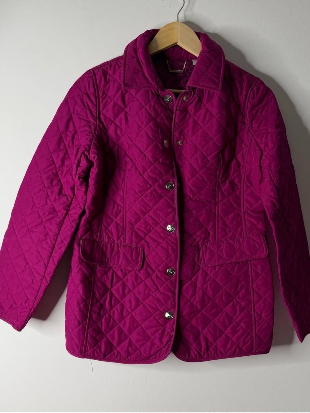 Chico's Quilted Fuchsia Pea Coat